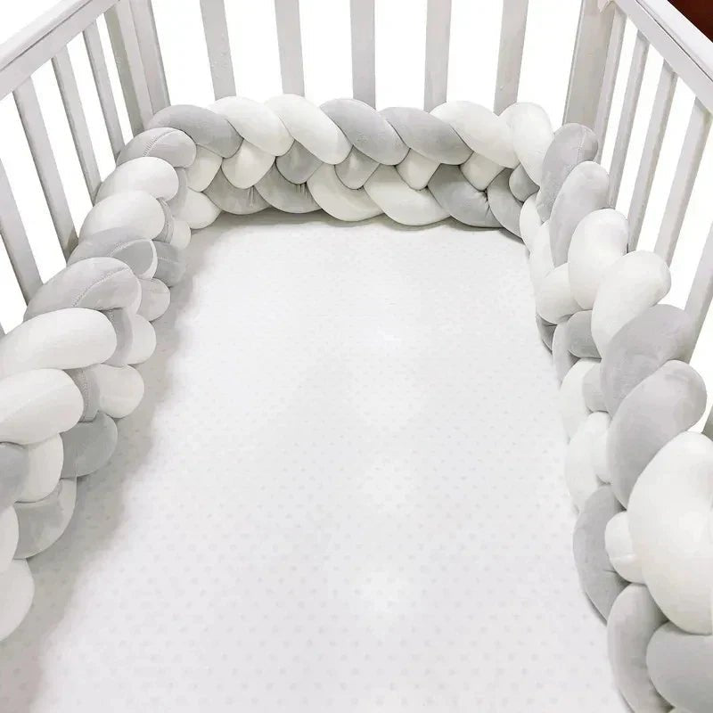Tour de Lit Bebe - CozyKnot™ - Blanc Gris - Mon Espace Bébé