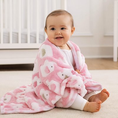 Couverture bebe rose assis